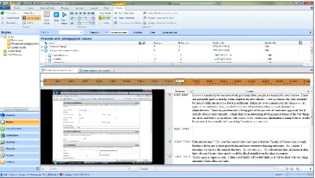 Figure 2: Screen capture data and transcribed audio as prepared for analysis in NVivo 9