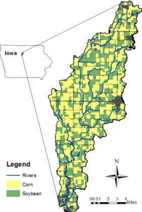 Figure 3. Map of the study area showing corn  and soybean crops. 