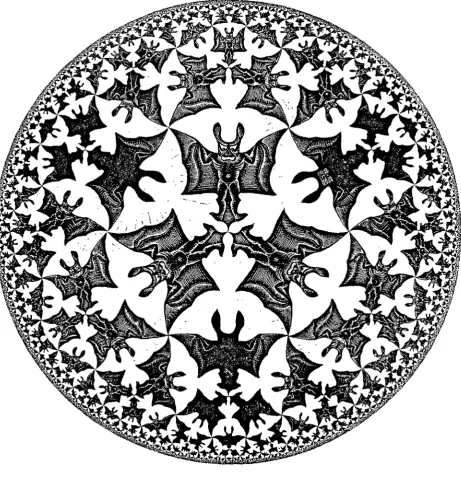 Figure 1.2 'Circle Limit IV', (woodcut print 1960, Escher 1989: plate 25).Example of a periodic drawing.