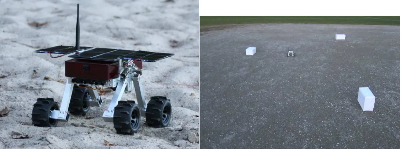 Figure 2.Beaver Prototype Testing in Sand and in Outdoor Test Area with Obstacles
