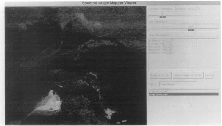 Figure  7.  SAM  Viewer  Window  showing  gray-scale  results  for  comparison  of image  spectra  to  a  reference  spectrum  corresponding  to  dolomite