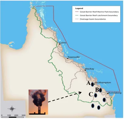 Fig 1.7  The large coal fired-power stations (production ability more than 1000 megawatts) may affect the Se distribution in the GBR protecting area