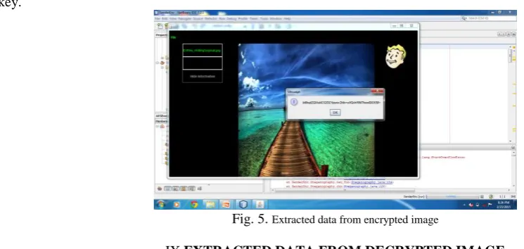 Fig. 4. Data Protection.(a) Protected Data(b) Original image and Encrypted Image  EXTRACTED DATA FROM ENCRYPTED IMAGE 