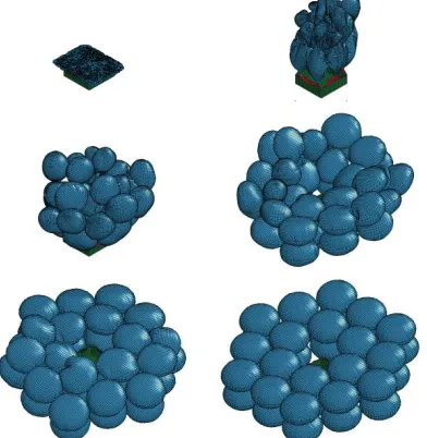 Figure 8: Deployment of inflating membrane  (blue) out of constrained box (green) 