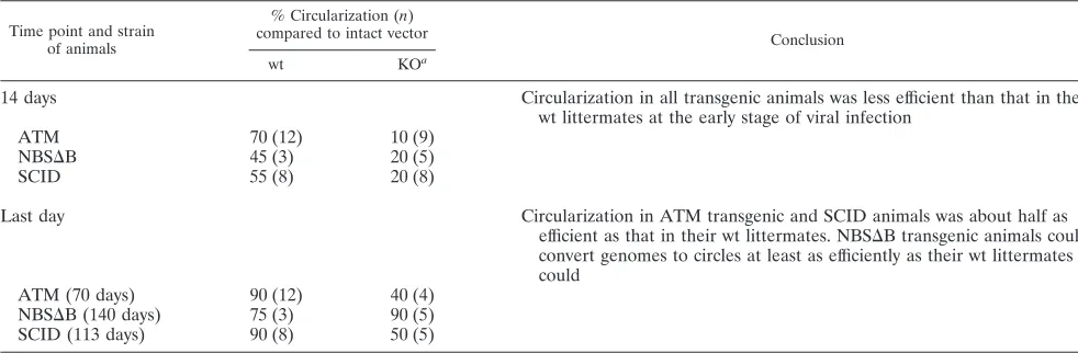 TABLE 4. Summary of in vivo experimental results from ATM, NBS�B, and SCID mice