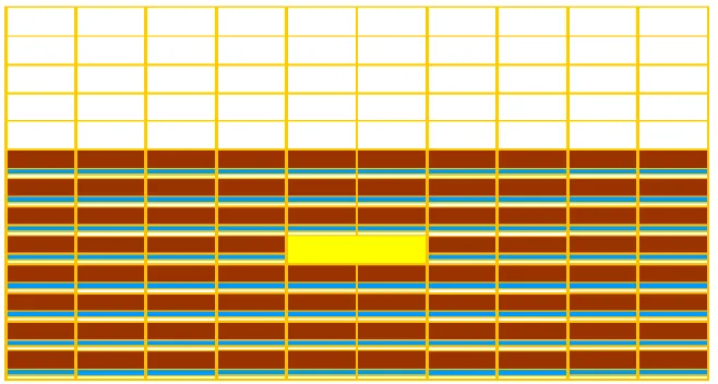 Figure 2represents solid, blue as water, and white as air. At the center, the yellow portion represents the detonator