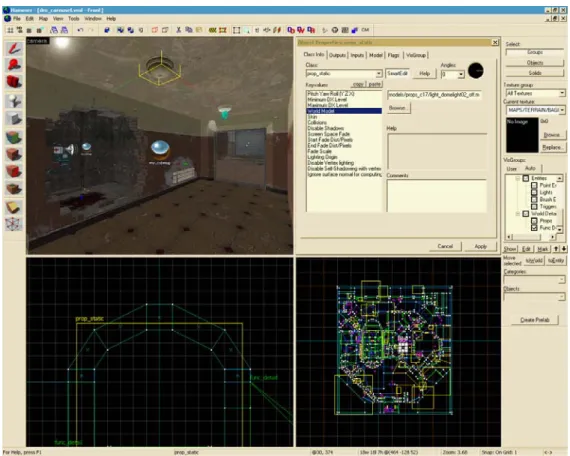 Figure 5. Screenshot of the Hammer© editor, developed by Valve Software™ 7 . This is the map  modification tool for the popular game Half Life 2™