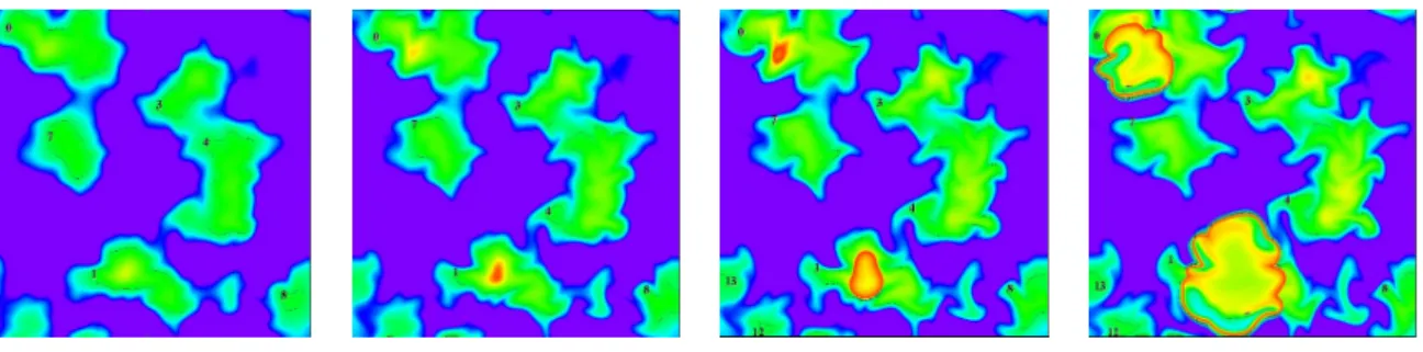 Figure 6. Tracking the evolution of ignition kernels in a combustion simulation [39].