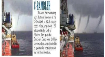Figure 1: example of C-RAMBLER with a single tornado in the back (left), forged image with 3 tornados (right)  
