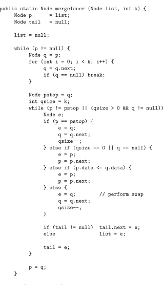 Figure 1: Inner loop of an in-place linked-list merge sort