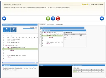 Fig. 2. The interactive student view of a ViLLE-coding-exercise [16]