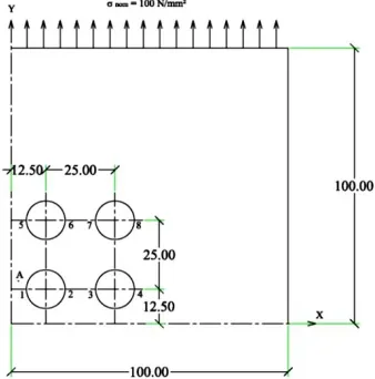 Fig. 2. Photograph Showing Fringes Produced for Rectangular Plate with Square Pattern of Holes Under Uniaxial Tension  