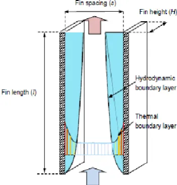 Fig .1.3 Geometrical parameters and boundary layers of a vertical wall .  
