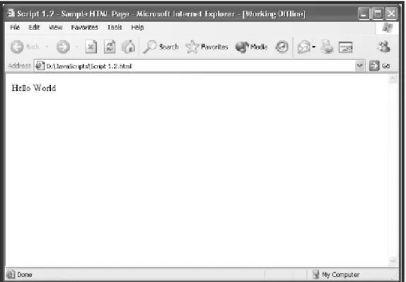 Figure 1.5. Testing your first JavaScript using Internet Explorer3.