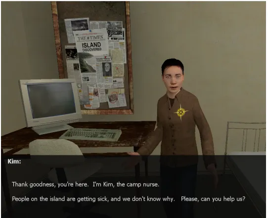 Figure 3.1: The CRYSTAL ISLAND: OUTBREAK narrative-centered learning environment 