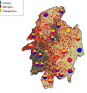Figure 1.6 Subwatershed sensitivity to configuration. Of the 37 HUC-12 subwatersheds, 18 exported 