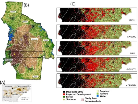 Figure 2.2 Study System. A) Charlotte NC is part of the Char-lanta megalopolis. B) 37 12-digit 