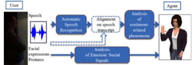 Fig. 2 illustrates the two ways of integrating a sentiment analysis module with the analysis of non-verbal content of speech