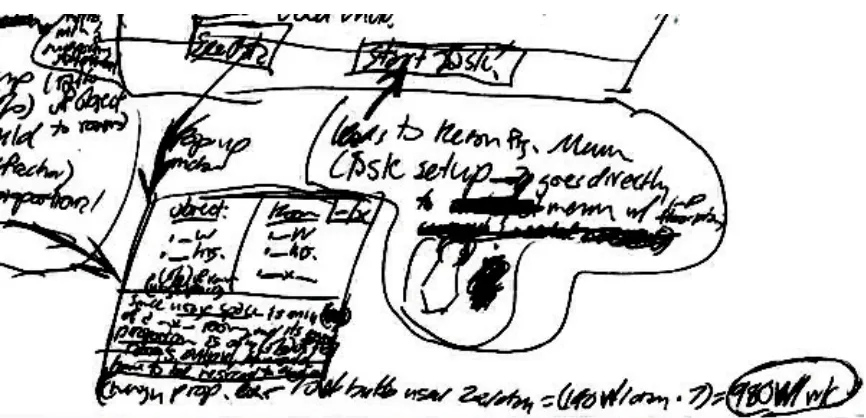 Figure 11. A fragment of Niky's screen drawing demonstrating complexity of the pop-up window structure