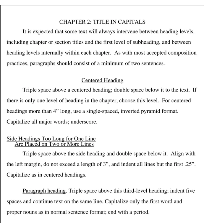 Figure 1.  Sample chapter and heading format 