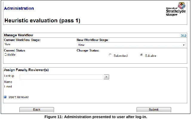 Figure 11: Administration presented to user after log-in. 
