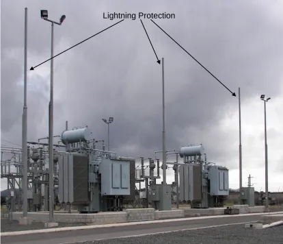 Figure 14: A typical substation lightning protection (Ergon Energy, 2011)