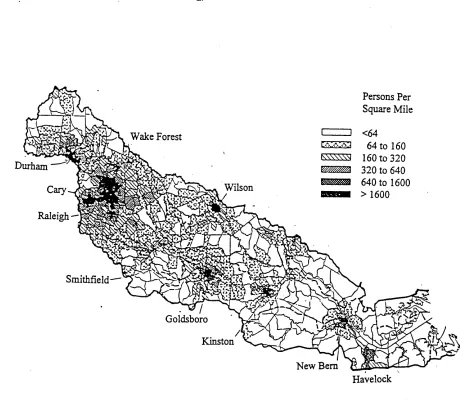 Figure 4. (Source: Distribution of Population in the Neuse River Basin NC Dept. of Environment and Natural Resources, 1993) 