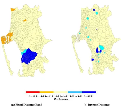 Figure 4. Voronoi maps showing Z­scores for water consumption at 2000 m
