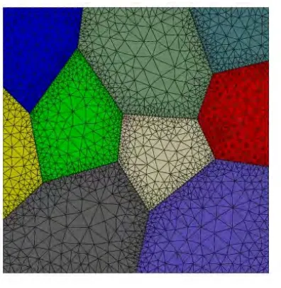 Fig. 7  FE mesh of the polycrystalline aggregate.The corrosive product comes from the bottom surface.