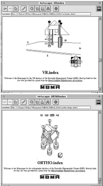 Figure 4. Early VR and orthographic interfaces to the construc- construc-tion informaconstruc-tion system