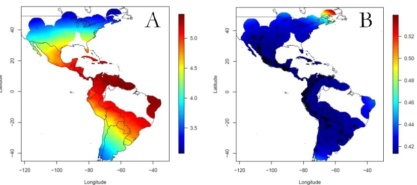 Figure 2.7A-B 2.7A shows predicted SLB scores of BC1 F1s with possible donor parents from locations across the Americas; 2.7B shows the standard errors of the estimates  
