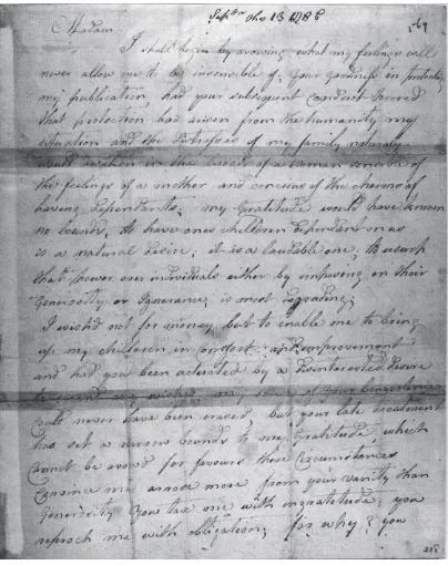 Figure 2. 1 recto of letter from Ann Yearsley to Hannah More, 13 September 1785. Alice Bemis TaylorAutograph Collection, MS 0145, letter from Ann Yearsley, Colorado College Special Collections.