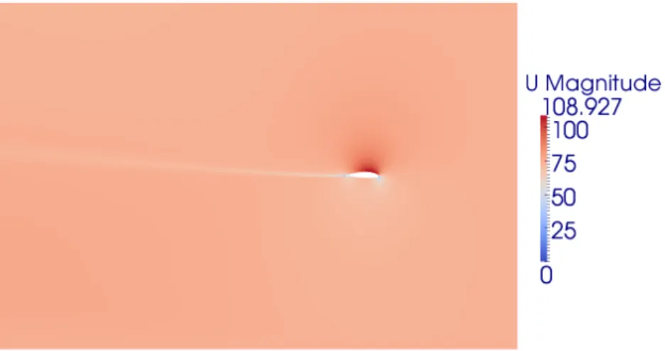 Figure 1.12: Case No.3, Velocity field around the airfoil