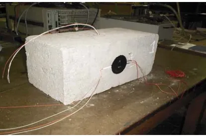 Figure 5: Heat flux sensor embedded within a high density concrete block. 