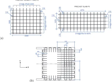 Figure 2: Reinforcement of (a) precast planks and (b) topping slab 
