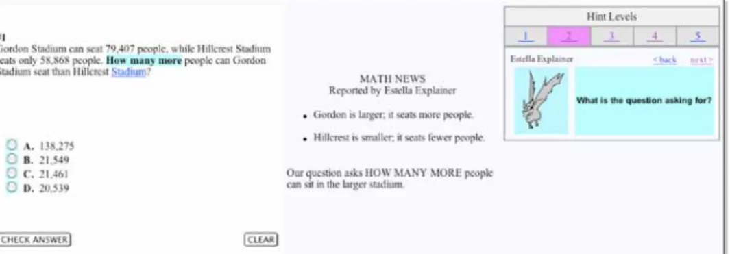 Figure 2.  Estella Explainer Level 2 Hint for the Gordon Stadium Problem