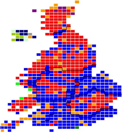 Figure 2: Map of Results from 2010 UK General Election (equal-size)
