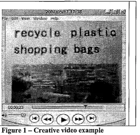 Figure I shows an example of a creative video. text to improve the quality of her video design