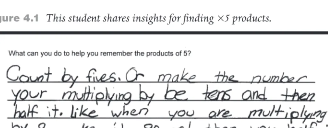 Figure 4.1   This student shares insights for finding ×5 products.