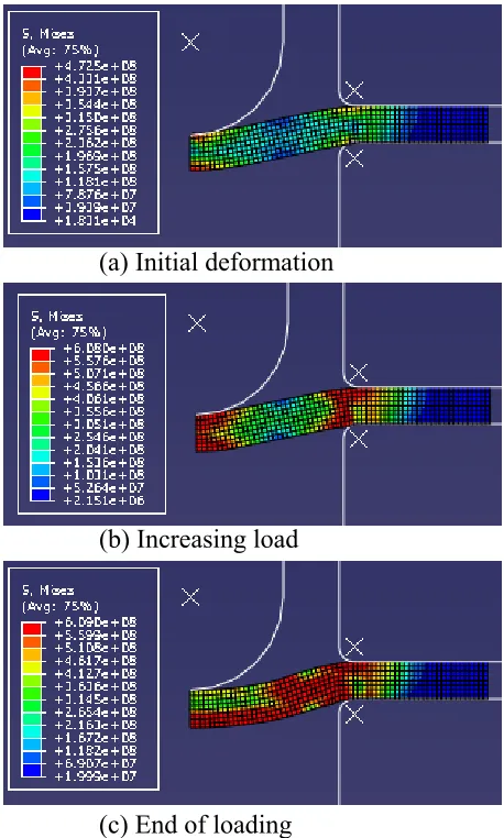 Figure 5 Stress contours at different deformation stage   