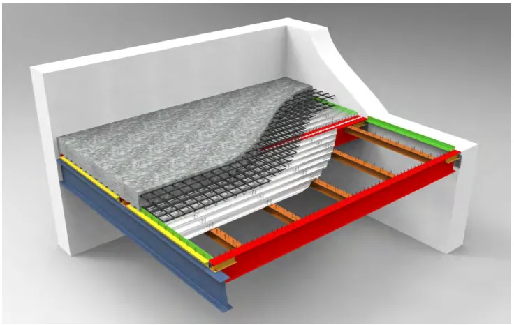 Figure 2. Isometric View of Example Modular Composite Floor Panels in Nuclear Structures 