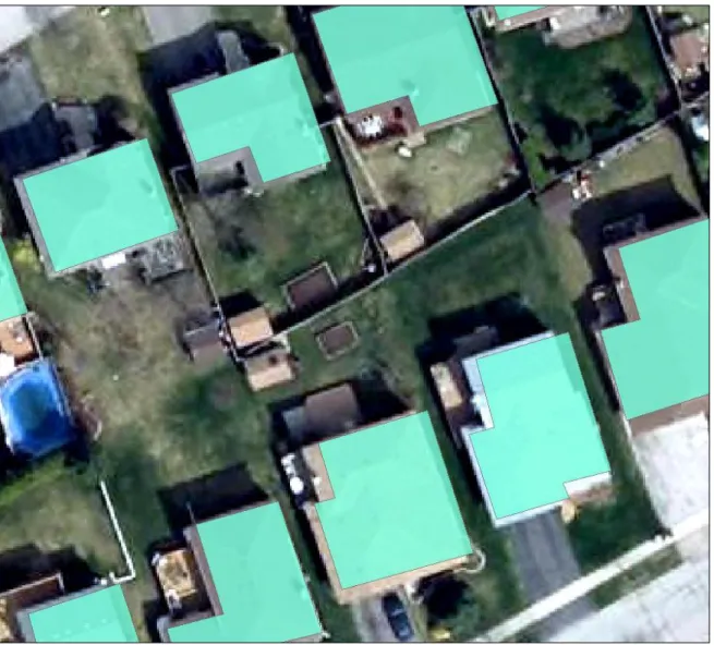 Figure 4.3: Typical residential area where small structures such as sheds or garages have been  removed from dataset 
