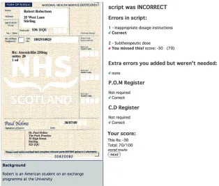 Figure 1. SCRIPT screenshot showing the feedback students receive after completing each prescription.