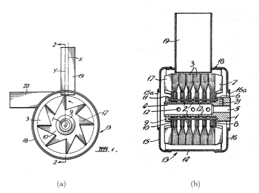 Figure A.19: Diagrams of a Robertson grinder-duster. (a) Detailed internal view (b) Section