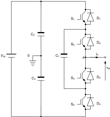 Fig. 1: One-phase of three-level flying capacitor (also known as capacitor  clamped) inverter 