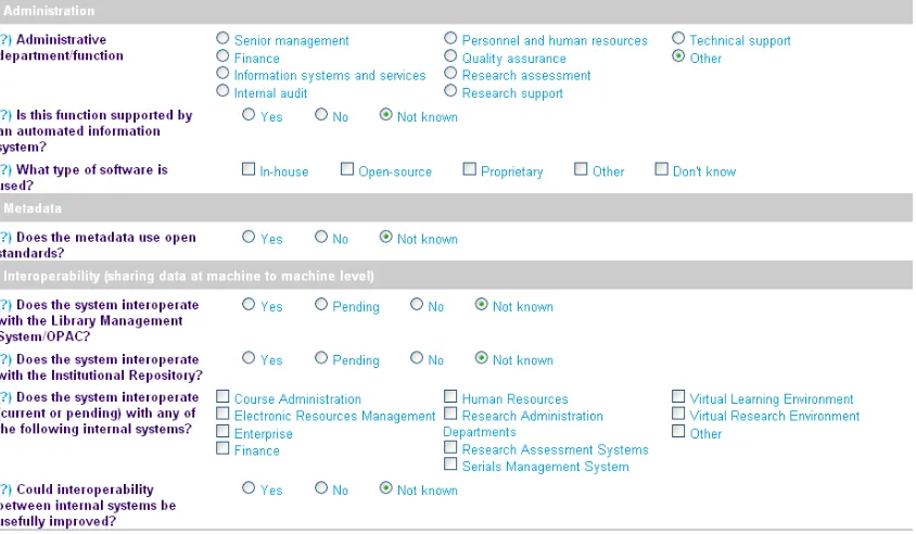 Figure 3 - The OCRIS administrative systems questionnaire. 