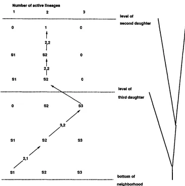FIGURE 5.-One  path  through  the  state  array. A tree  structure  corresponding to  this  path  through  the  array is shown  on the right