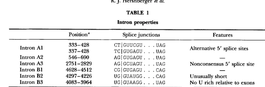 TABLE 1 Intron properties 