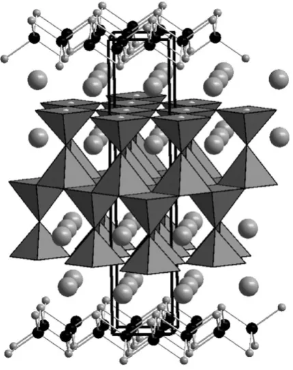 Fig. 4The structure of Babarium cations, shown as large grey spheres, from a layer of copper sulﬁde