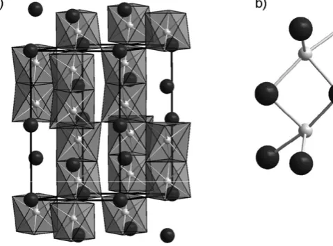 Fig. 1The 4H structure of Baand dark grey spheres represent MnBa0.5Sr0.5MnO3 shown in (a) can be reduced to give0.5Sr0.5MnO2
